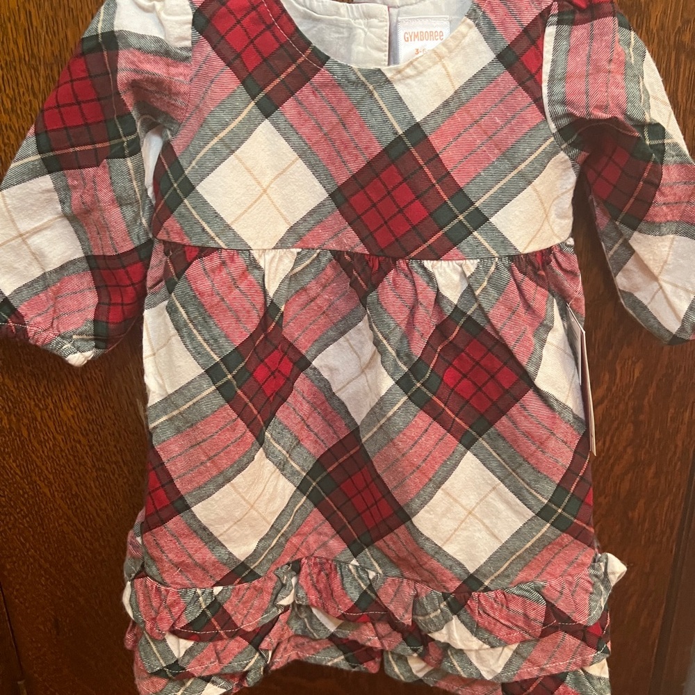Christmas Plaid Diaper Set by Gymboree - Red and White